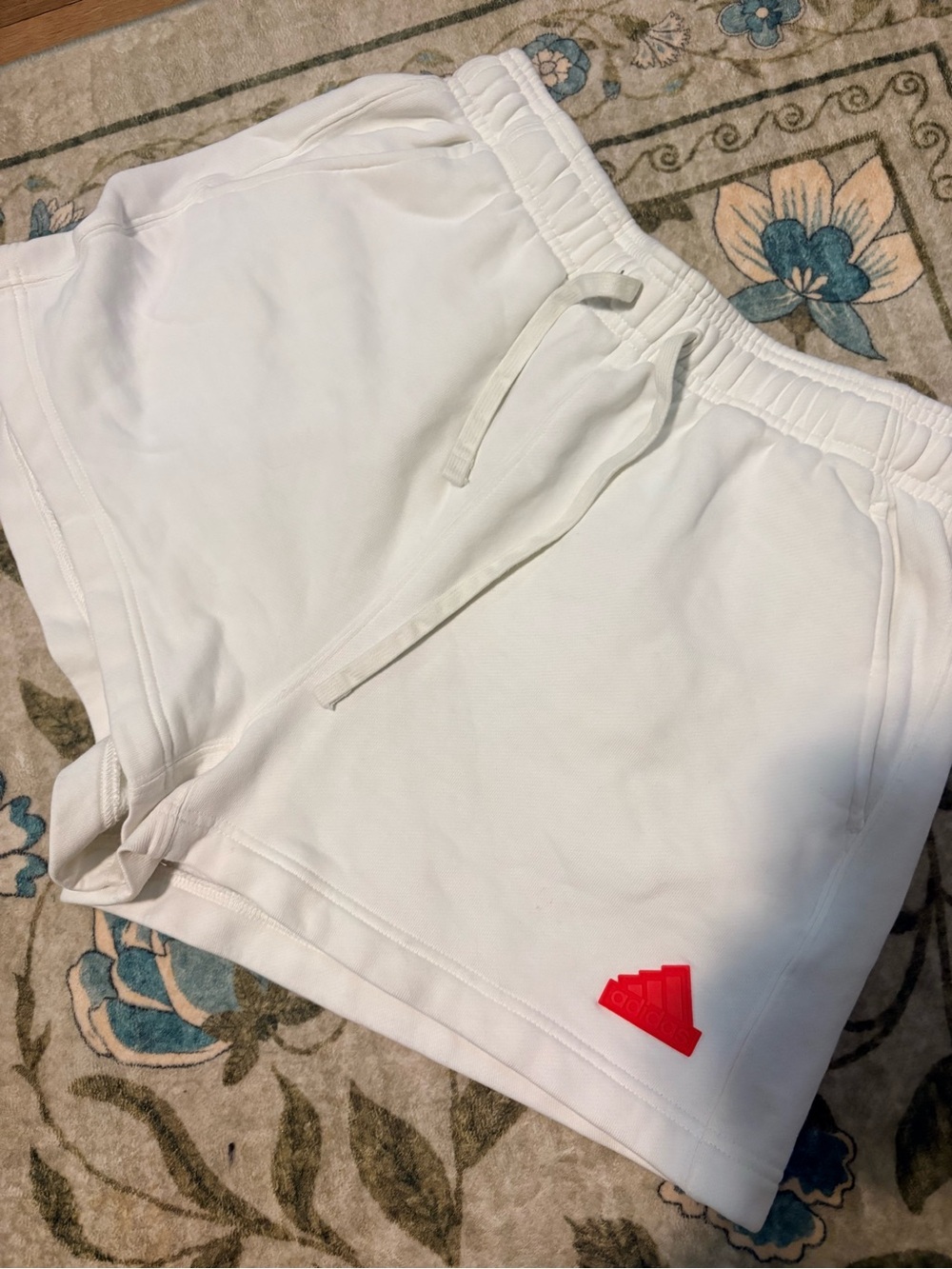 adidas White Women's Shorts with Red Logo